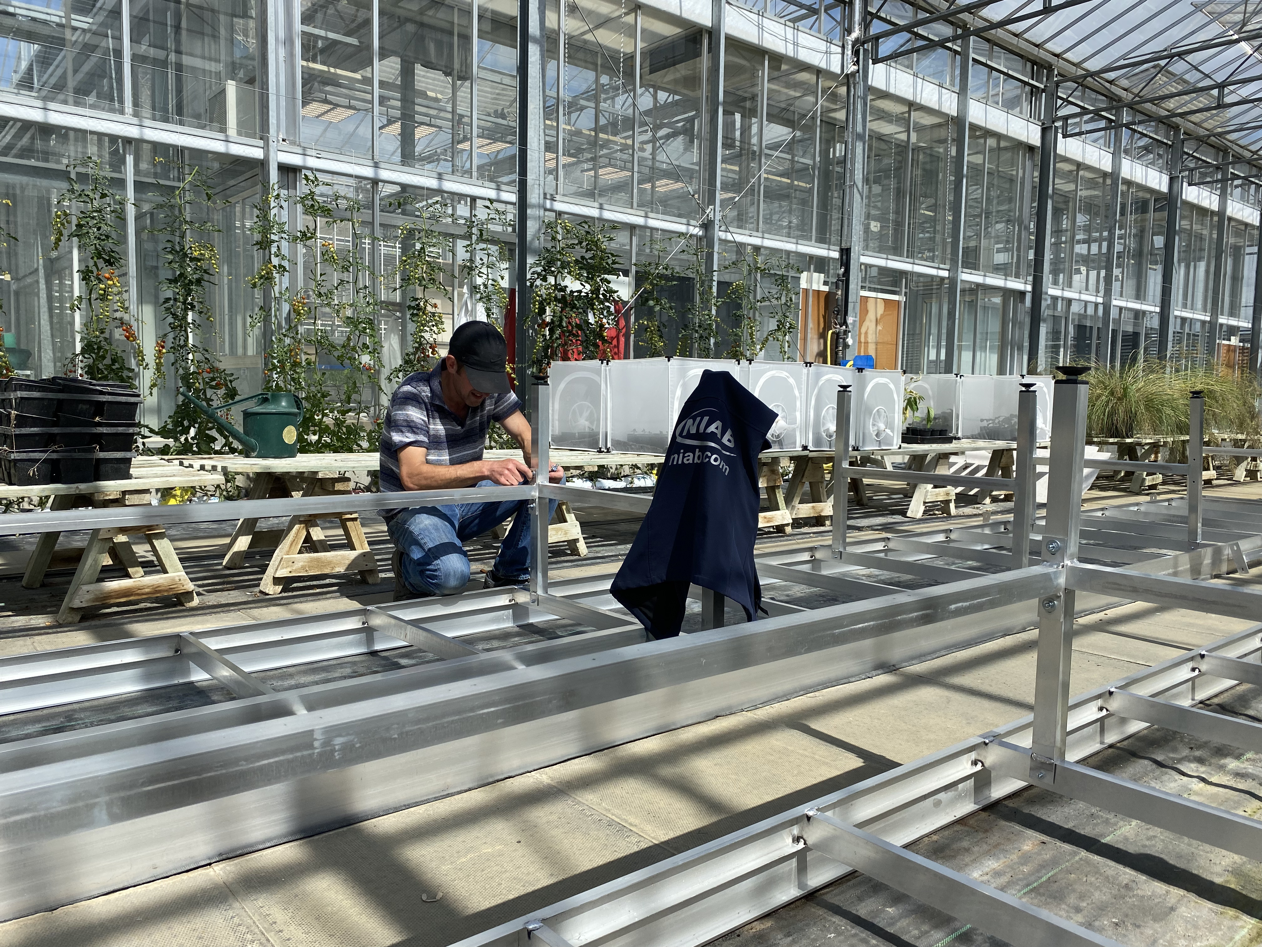 Pete Baker upgrading NIAB's glasshouse benches