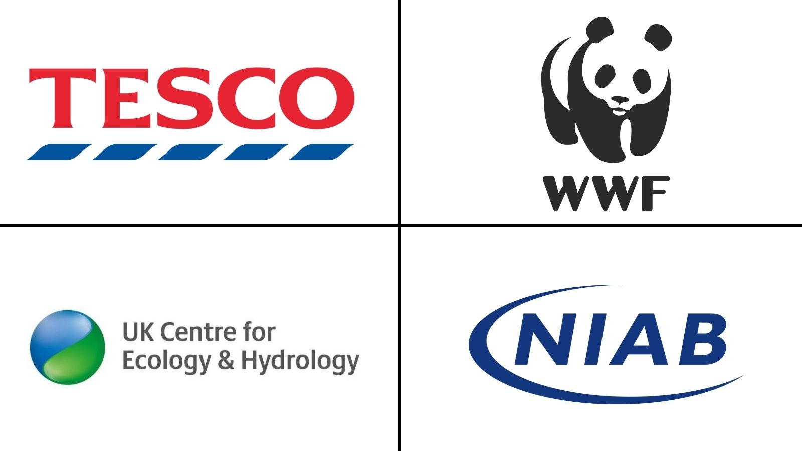 Tesco, WWF, CEH, NIAB logos 