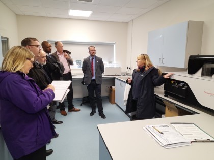 Niab's Belinda Kemp showing Standards Agency and Wine Standards Board around the Niab Wine Innnovation Centre at East Malling