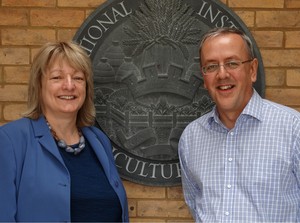 NIAB CEO Dr Tina Barsby and Agri Gate Research Hub project leader David Neill